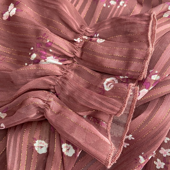 Shirred Sheer Floral Blouse 3rd + Malt - Picture 9 of 15